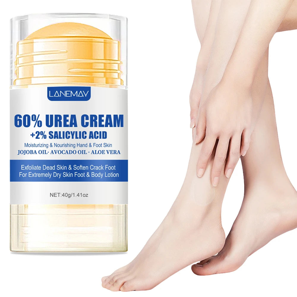 Creme para pés ultra-hidratante 60% ureia 40g Aloe Vera para suavizar pés secos e rachados - esfoliação suave solução diária para cuidados com os pés