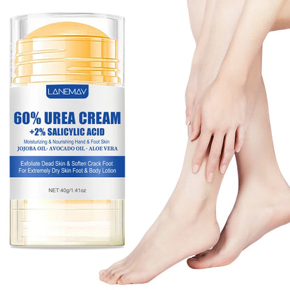 Creme para pés ultra-hidratante 60% ureia 40g Aloe Vera para suavizar pés secos e rachados - esfoliação suave solução diária para cuidados com os pés