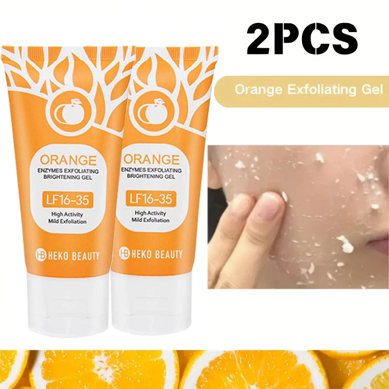 Gel esfoliante laranja 50g, esfoliação, morto, remoção, limpeza profunda, de longa duração, umidade limpa os poros, seguro para o corpo inteiro ✨🧡