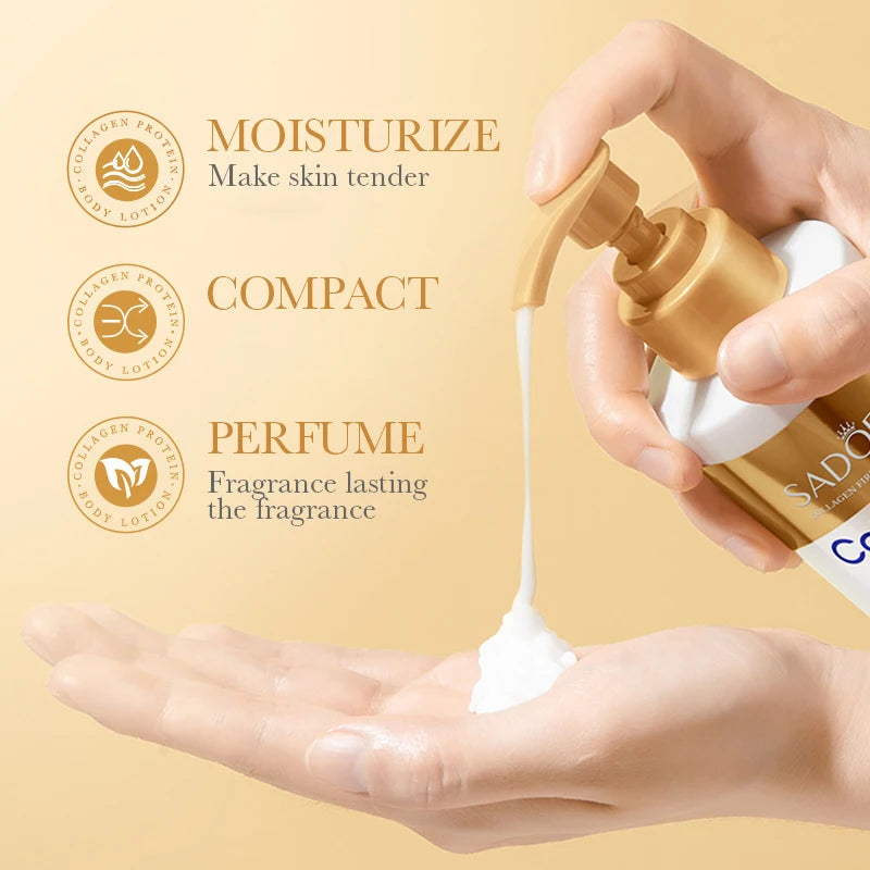 Loção Corporal de Colágeno para Firmeza e Hidratação - Hidratante Intenso Pele Antienvelhecimento para Pele Seca e Flacidez, Nutrição 300g/pc✨🌟
