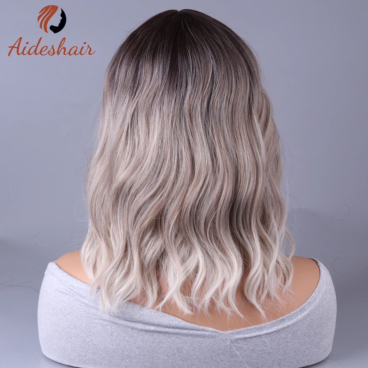 Peruca sintética 2023 novo estilo de celebridade da internet com franja gradualmente perucas cinza claro europeu e americano m💇‍♀️✨