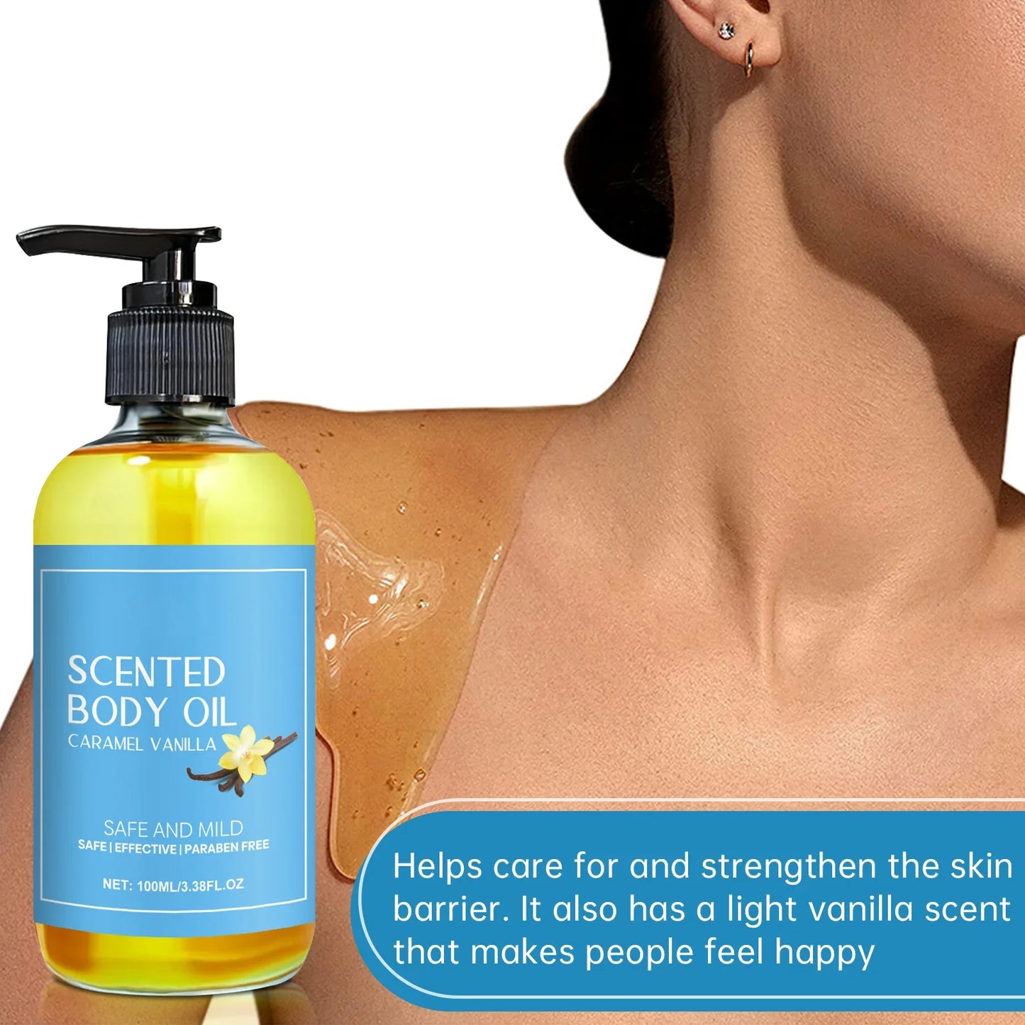 Óleo Corporal Anti-Stress com Baunilha - Hidrata e Alivia Profundamente os Músculos, Fórmula Herbal para Banho e Massagem Relaxantes