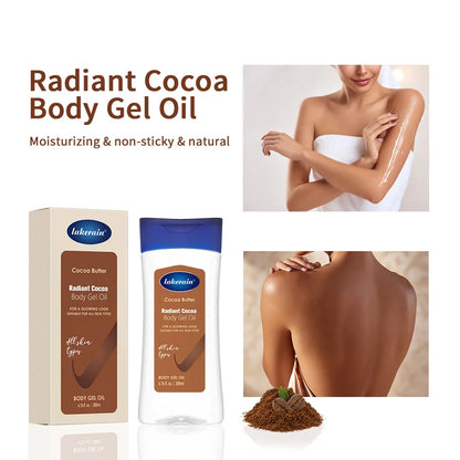 Óleo Corporal Hidratante e Nutritivo com Manteiga de Cacau Lakerain, Gel Corporal de Cacau 200ml para Massagem.