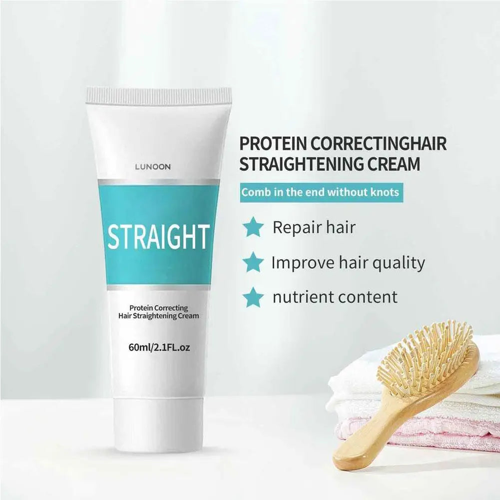 Creme alisador de cabelo com queratina 60ml, tratamento profissional danificado, alisamento mais rápido, cuidados com os cabelos cacheados, creme de correção de proteínas