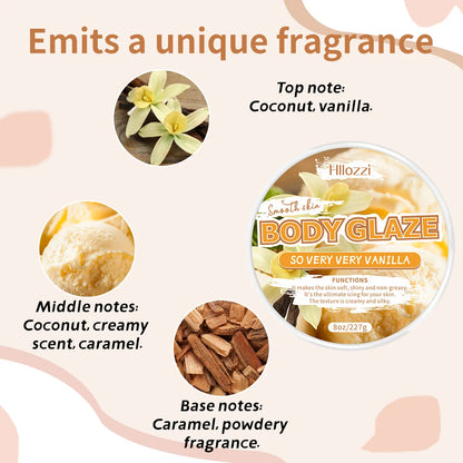 Manteiga Corporal Hidratante e Nutritiva de Baunilha (2oz/8oz) - Refrescante e Não Oleosa - Hidrata a Pele