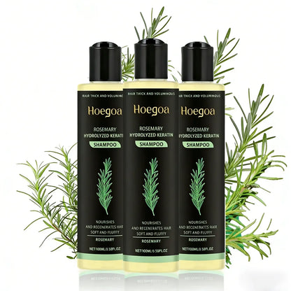 Champô para crescimento capilar com alecrim (3 unidades), espessante, com queratina hidrolisada, repara o cabelo seco, frisado e danificado, hidrata e limpa o couro cabeludo.