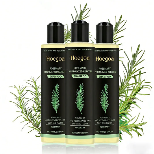 Champô para crescimento capilar com alecrim (3 unidades), espessante, com queratina hidrolisada, repara o cabelo seco, frisado e danificado, hidrata e limpa o couro cabeludo.