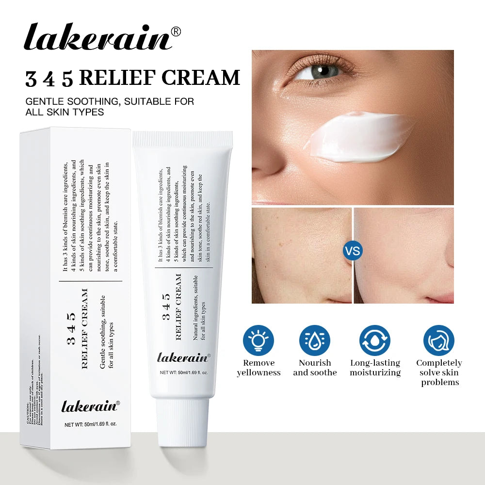 Creme 345 Relief: Combate imperfeições, nutre a pele e proporciona hidratação, acalma e efeito lifting. Produto coreano