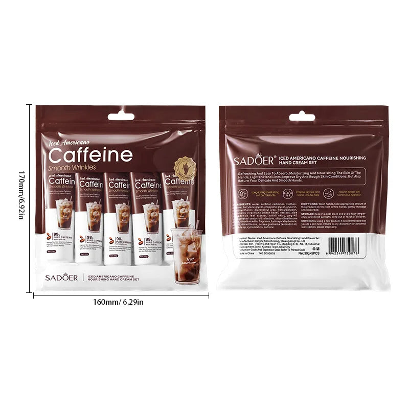 Conjunto de Creme para as Mãos Ice American Coffee Hidrata profundamente e protege as mãos durante o outono e inverno.