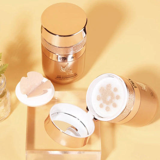 Base BB Cream Air Cushion Hidratante Corretor Branqueador Controlo de Oleosidade À Prova de Água com Esponja em Forma de Borboleta para Pó Maquilhagem Cosmética