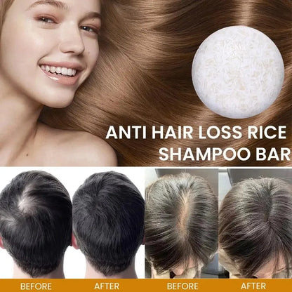 Shampoo de arroz orgânico, sabonete em barra sem óleo, condicionador, proteína de água de arroz, nutritivo, anti-perda, sabonete para crescimento do cabelo✨