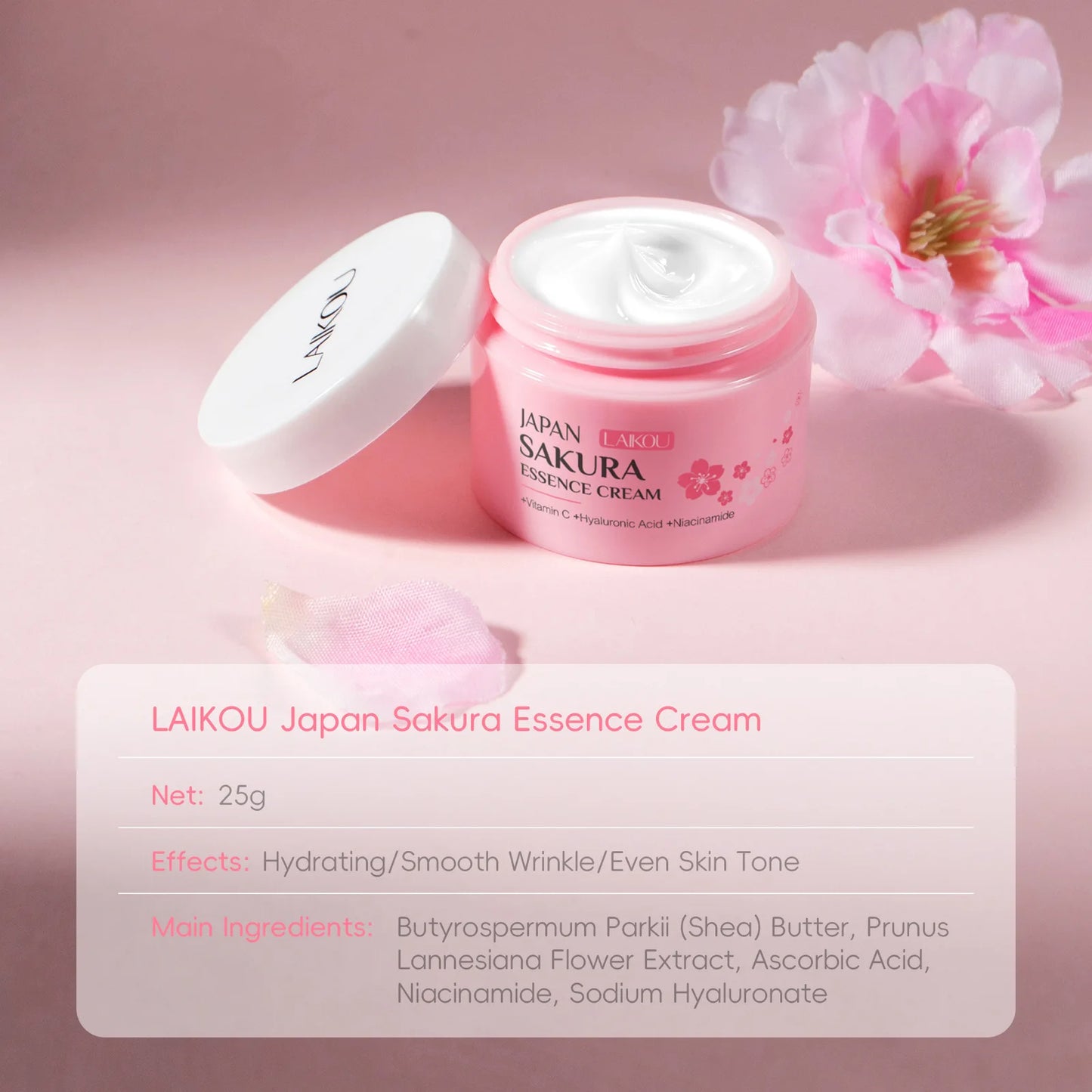 Creme hidratante LAIKOU Sakura, clareador, nutritivo, controle de oleosidade, hidratação e reparação, hidratação profunda, suave.