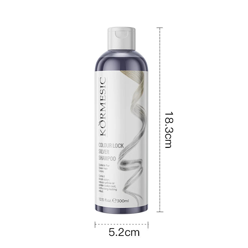 Shampoo unissex de cor prateada, shampoo de fixação prateada, bloqueio e brilho de cor, cuidados de limpeza, cabelo elegante com preservação de cor ✨🩶