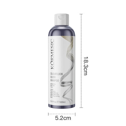 Shampoo unissex de cor prateada, shampoo de fixação prateada, bloqueio e brilho de cor, cuidados de limpeza, cabelo elegante com preservação de cor ✨🩶