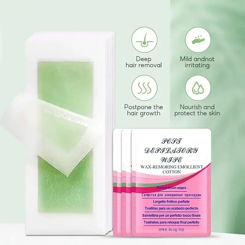 10/20/30/50 peças tiras depilatórias de cera para remoção de pelos, papel de cera fria, tiras de papel para rosto, pescoço, braço, perna, corpo, ferramentas de beleza ✨