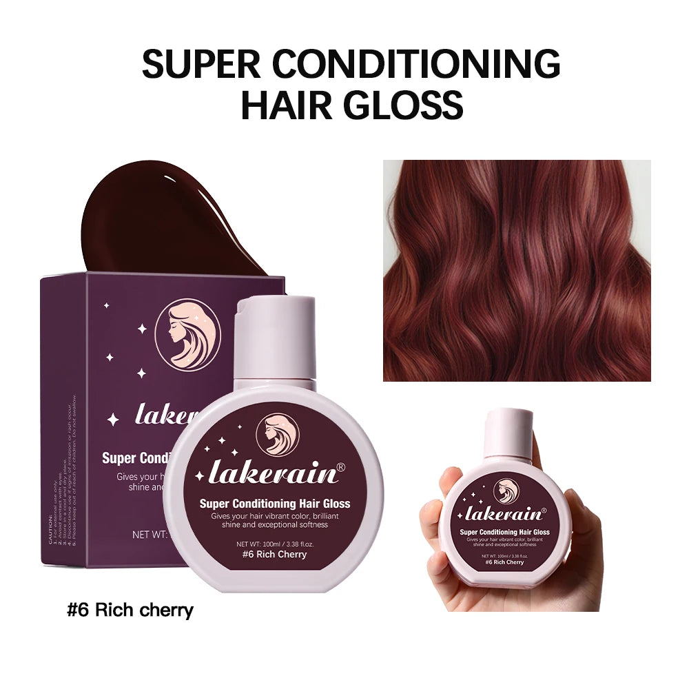Esmalte de cabelo Super Gloss Color Conditioning Gloss Enxágue Brilho de cabelo semipermanente que melhora a cor Nutrir e reparar fácil ✨