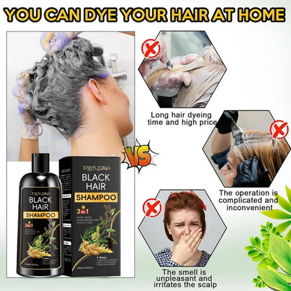 Shampoo 3 em 1 com tratamento colorido de cúrcuma, shampoo nutritivo com tratamento colorido, fórmula suave, à base de plantas, bege claro✨🌱