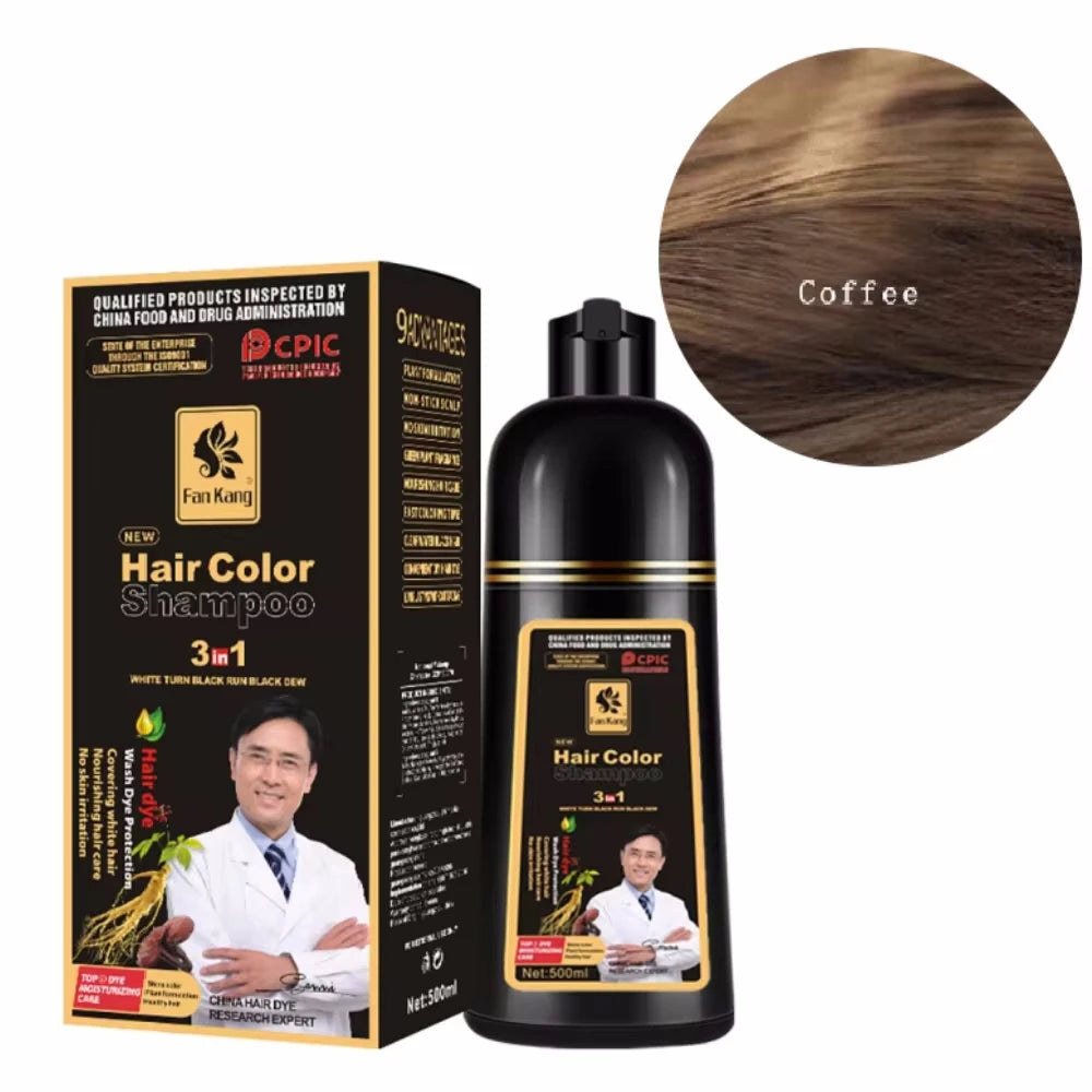 Shampoo tonalizante para cabelos grisalhos 3 em 1, tonalizante preto para cabelos femininos e masculinos, natural, à base de ervas, seguro e nutritivo para os cabelos