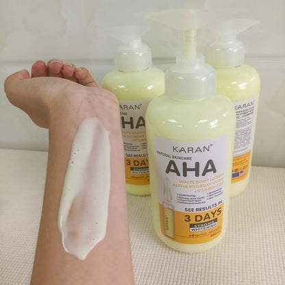 Creme Corporal Clareador 500ml com AHA (Ácidos Hidroxiácidos), Vitaminas C e E, Loção Corporal Hidratante e Clareadora para Remover Marcas de Acne e Cuidar da Pele