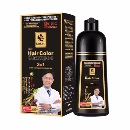 Shampoo tonalizante para cabelos grisalhos 3 em 1, tonalizante preto para cabelos femininos e masculinos, natural, à base de ervas, seguro e nutritivo para os cabelos