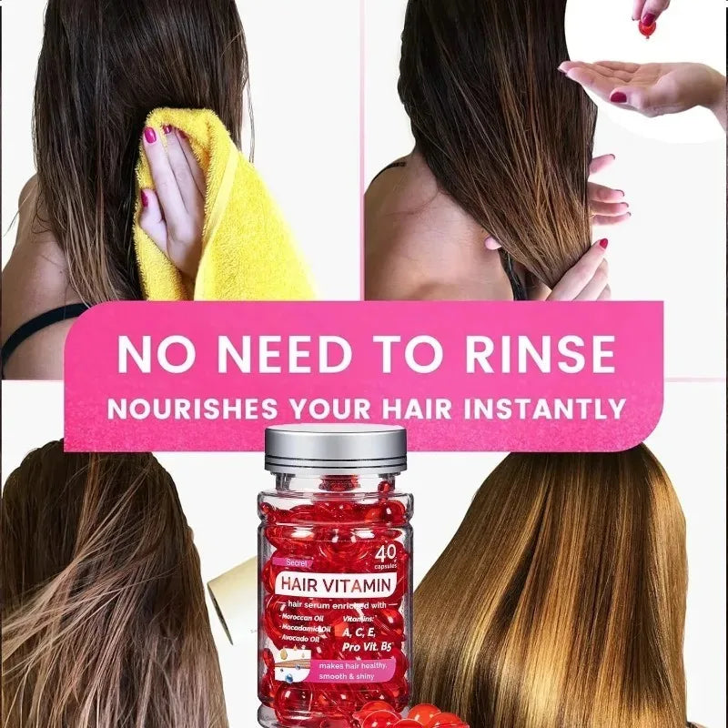 Óleo vitamínico marroquino agam, essência para cuidados com os cabelos, reparação de nutrição danificada, produtos de tratamento para melhoria da divisão do cabelo, 40 cápsulas ✨