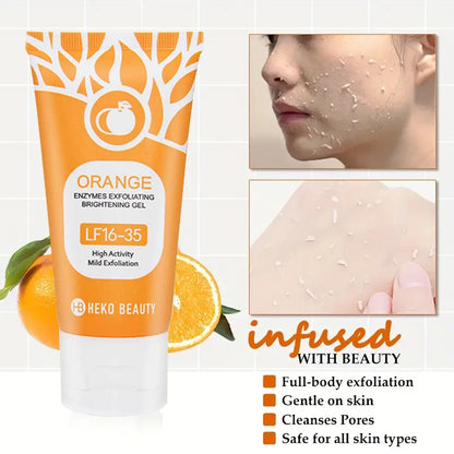 Gel esfoliante laranja 50g, esfoliação, morto, remoção, limpeza profunda, de longa duração, umidade limpa os poros, seguro para o corpo inteiro ✨🧡