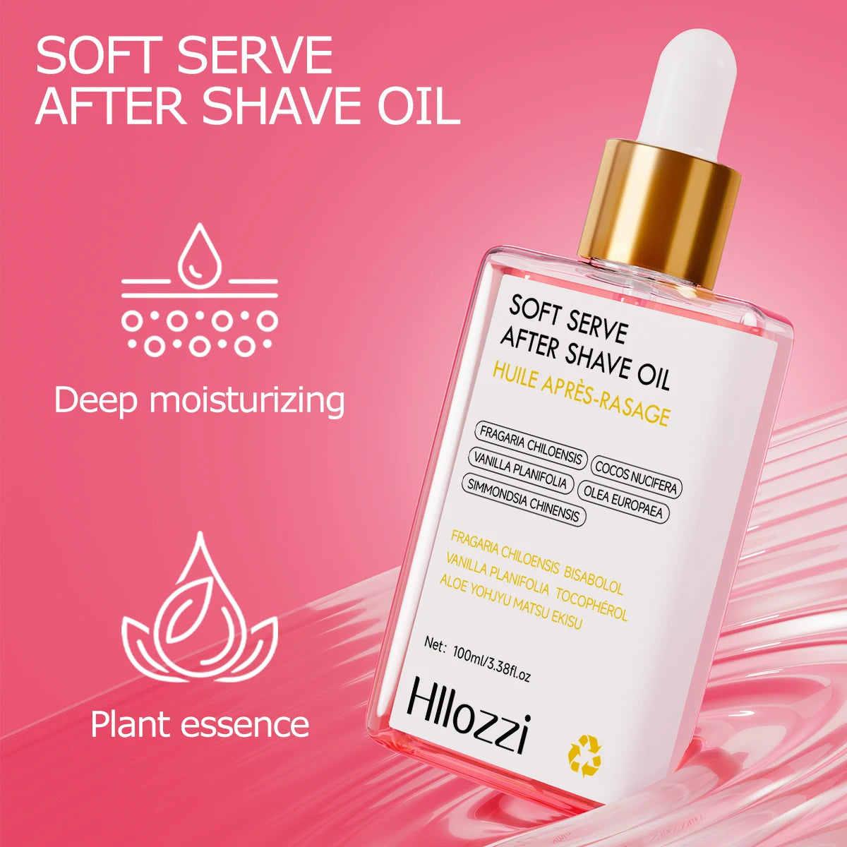100ml/3.38f.oz Óleo pós-barba macio de morango Hidratando e nutrindo profundamente a pele Soro Hidratante para Homens e Mulheres 🍎✨
