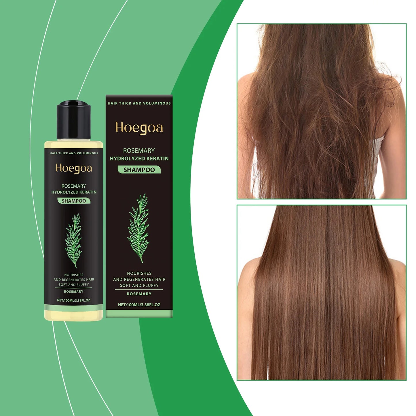 Champô para crescimento capilar com alecrim (3 unidades), espessante, com queratina hidrolisada, repara o cabelo seco, frisado e danificado, hidrata e limpa o couro cabeludo.