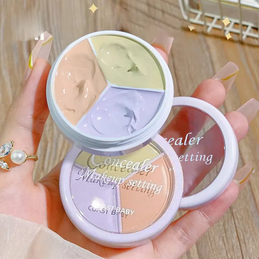 Corretivo de cobertura total de 3 cores - Corretor à prova d'água para manchas, olheiras e linhas finas 🩶✨