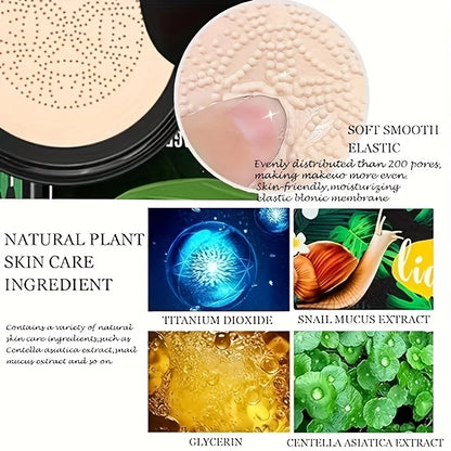 Caracol colágeno bb creme cogumelo cabeça almofada de ar cc creme corretivo rosto brilho hidratante fundação creme à prova dwaterproof água 💦 ✨🍄