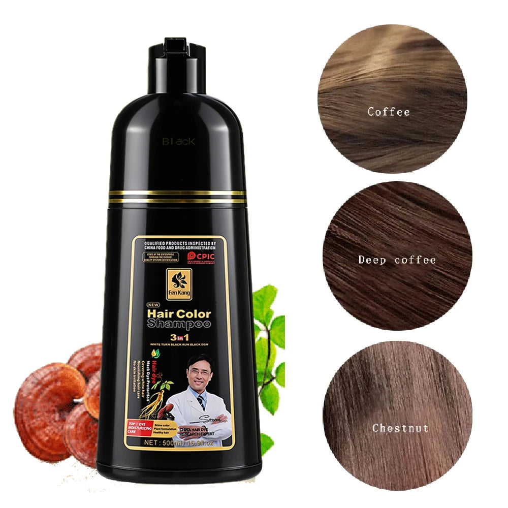 Shampoo tonalizante para cabelos grisalhos 3 em 1, tonalizante preto para cabelos femininos e masculinos, natural, à base de ervas, seguro e nutritivo para os cabelos