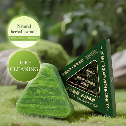 Sabonete Champô Usman Grass com Extrato de Planta de Cipreste e Polygonatum - Limpeza Refrescante, Controlo da Oleosidade e Comichão - 120g