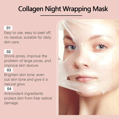 Conjunto de máscara facial de colágeno durante a noite, máscara facial coreana de colágeno, máscara de embrulho noturno, hidrata profundamente a máscara de cuidados noturnos ✨