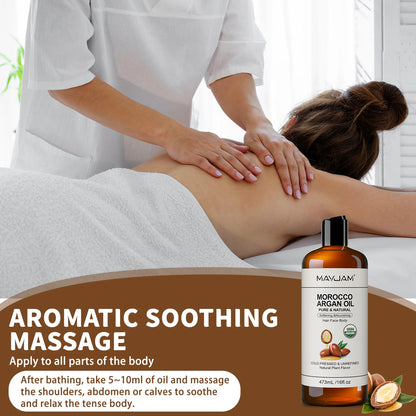 Óleo de coco orgânico USDA para pele, cabelo facial, amêndoa doce prensada a frio, argan marroquino, óleo de semente de girassol para massagem, hidratação