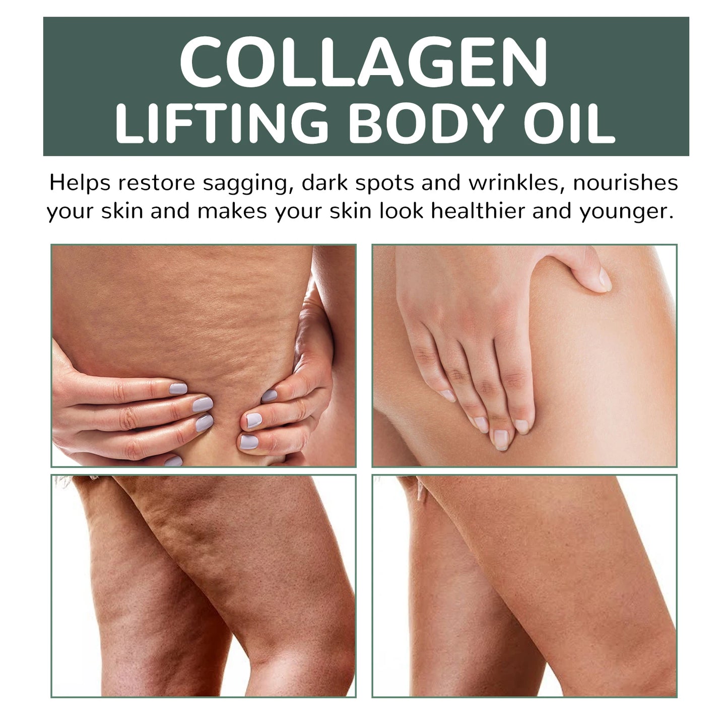 Óleo corporal firmador de colágeno, hidratação profunda, hidratante firmador, braço, barriga e excesso de gordura, óleo essencial de massagem para pele de corpo inteiro, 100ml ✨