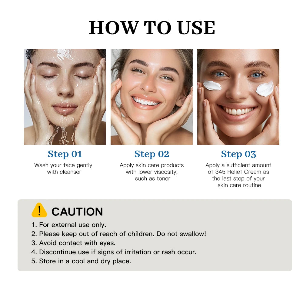 345 Creme Calmante | Hidratante facial diário | Tratamento local || Para todos os tipos de pele