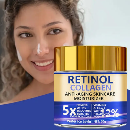 Creme facial de retinol e colágeno 60g, hidratante reafirmante antienvelhecimento com ácido hialurônico, entrega rápida✨