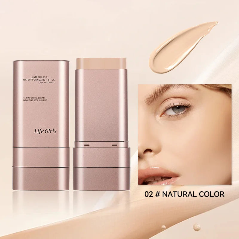 Base hidratante leve e úmida, aparência natural, hidratante, brilhante, fina e leve, base de maquiagem de duas cabeças que gira para fácil uso, com seu próprio pincel, à prova d'água, maquiagem fácil de aplicar e fácil ✨