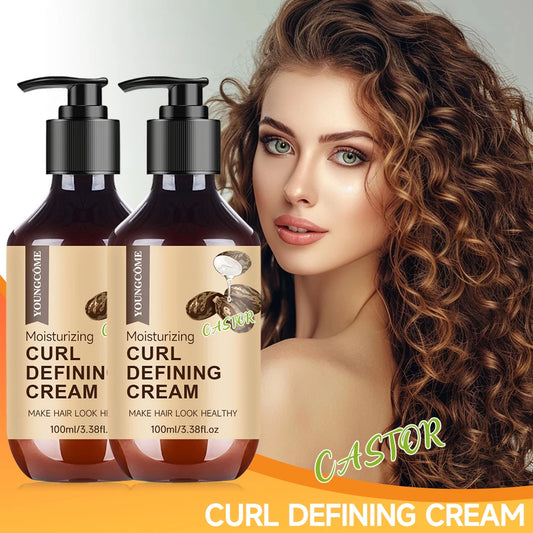 Creme ativador de cachos com óleo de rícino - cabelos crespos/ondulados definidos, resistência à umidade, fórmula não gordurosa, seguro para cabelos tingidos 🌱✨