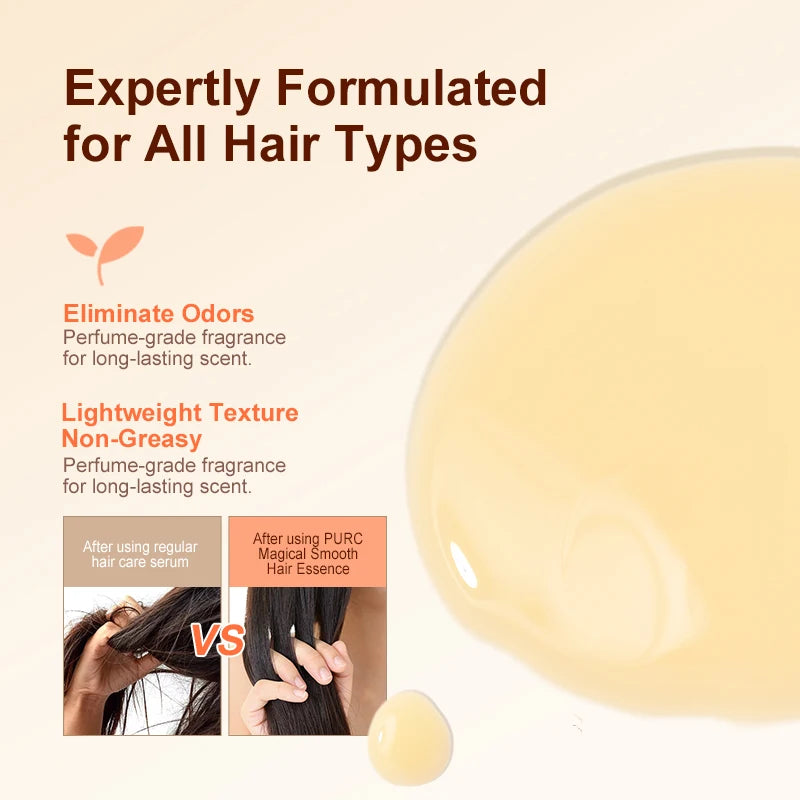 PURC Magic Instant Smooth Hair Soro Nutritivo Reparação Óleo para Cabelo Danificado Leave-In Anti-Frizz Suavidade Cuidados com o Cabelo✨