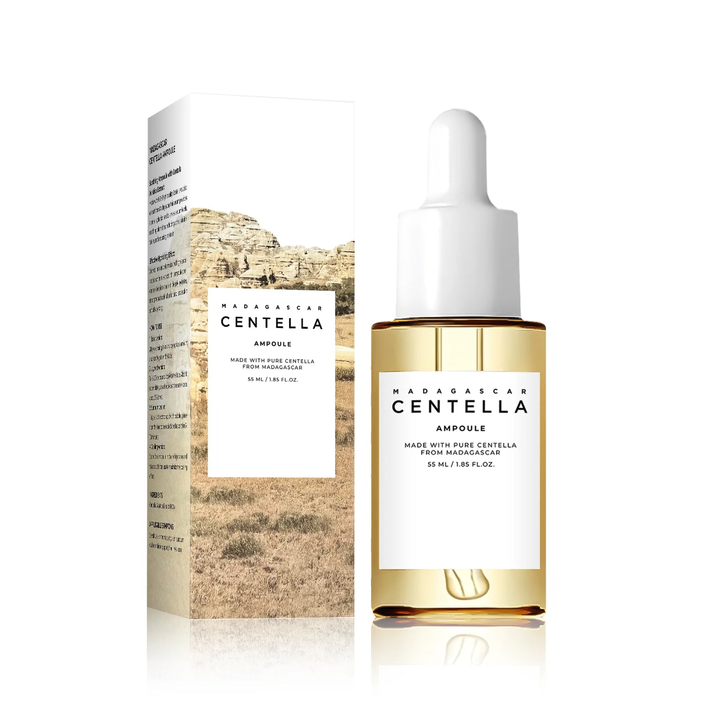 Madagascar Centella Asiatica Serum 55ml - Fórmula calmante para pele sensível com suporte para acne e hidratação profunda para o rosto.✨💎🌿