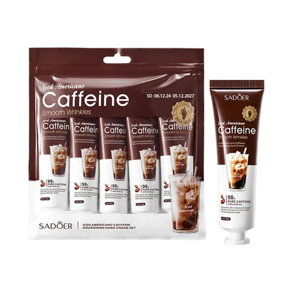Conjunto de Creme para as Mãos Ice American Coffee Hidrata profundamente e protege as mãos durante o outono e inverno.