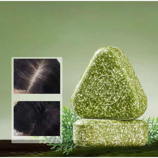 Usman Grass & Platycladus Herbal Shampoo Sabonete Natural Tratamento para perda de cabelo fortalece as raízes, controla o óleo, limpa o crescimento do cabelo do couro cabeludo ✨