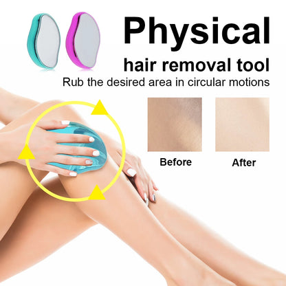 Remoção de pelos depiladores físicos, borracha de cabelo de cristal, seguro, fácil limpeza, reutilizável, corpo suave, ferramentas de depilação de beleza✨