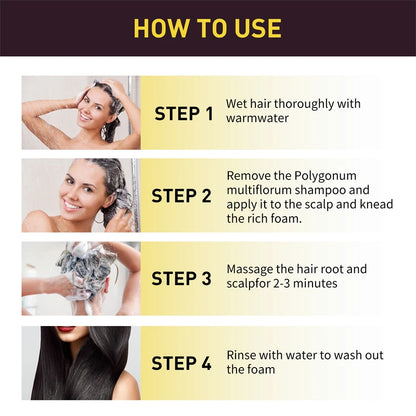 Shampoo de coloração instantânea 3 em 1, cor de cabelo cinza a preto, cor preta natural para homens e mulheres, tintura de cabelo profundamente nutritiva ✨