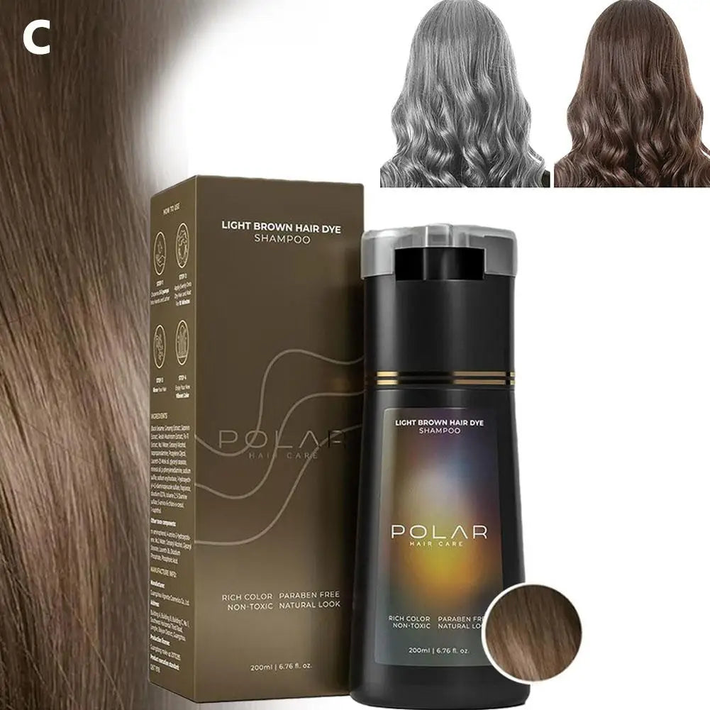 Champô Tinta para Cabelo Grisalho para Mulher e Homem, Kit de Tinta Natural para Cabelo, Champô Tinta Semi-Permanente, Preto, Castanho e Roxo, 200ml