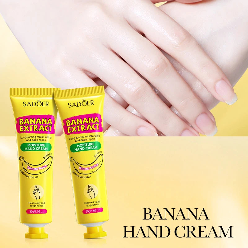 3/5 unidades de Creme para Mãos SADOER Banana Anti-Ressecamento Rachaduras Hidratante Iluminador Reparador para Cuidados com a Pele das Mãos