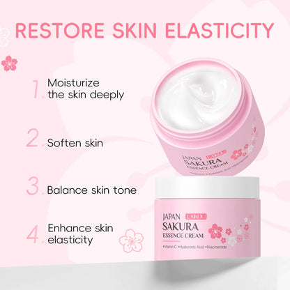 Creme hidratante LAIKOU Sakura, clareador, nutritivo, controle de oleosidade, hidratação e reparação, hidratação profunda, suave.