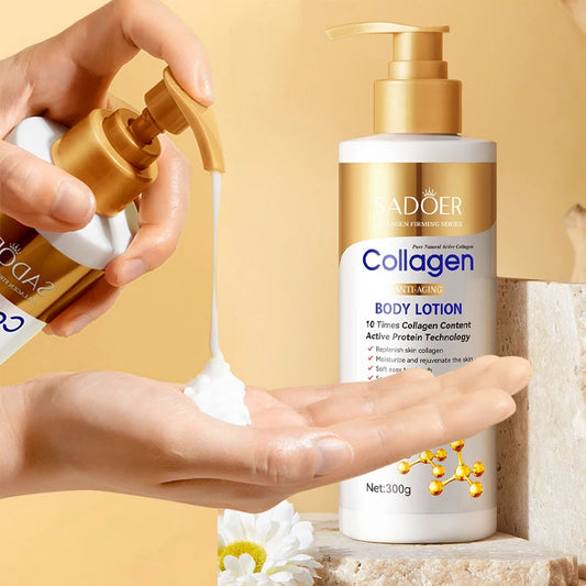 Loção Corporal de Colágeno para Firmeza e Hidratação - Hidratante Intenso Pele Antienvelhecimento para Pele Seca e Flacidez, Nutrição 300g/pc✨🌟
