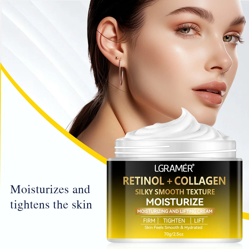 LGRAMER Creme Hidratante de Colágeno Antienvelhecimento, Clareamento de Manchas e Rugas para Manter Sua Pele Forte e Hidratação Delicada